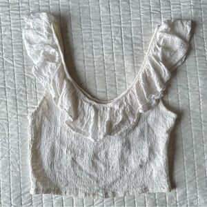 Ripcurl Smocked White Crop Tank Top